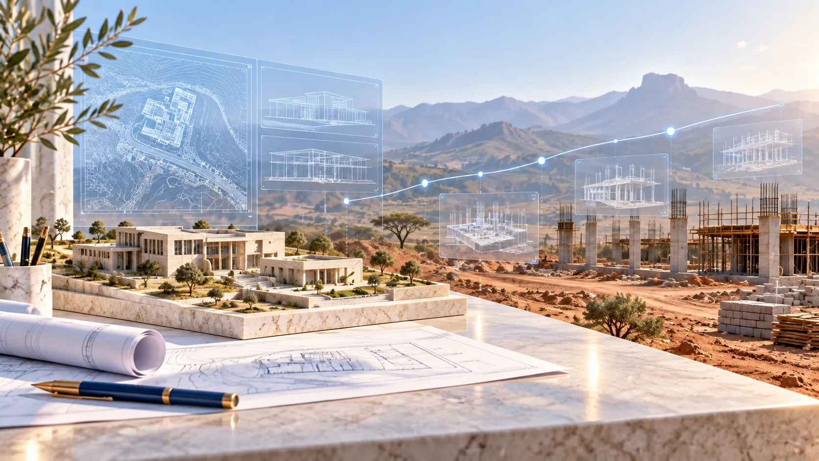 Illustrated development project workspace
